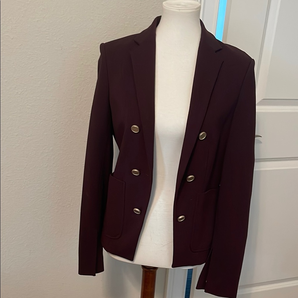 Women's Double-Breasted Burgundy Blazer